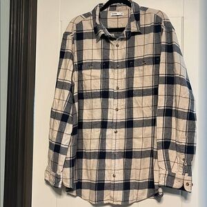 Sonoma Navy and Cream Checkered Shirt